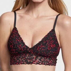 Victoria’s Secret Black Lace Heart Print Bralette